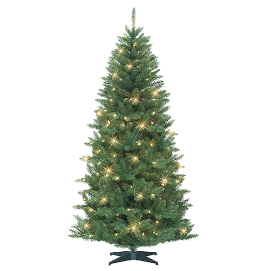 7Ft Pre-Lit Carson Artificial Pine Tree, Clear Lights By Puleo International in Green | 36" x 84" | Michaels®
